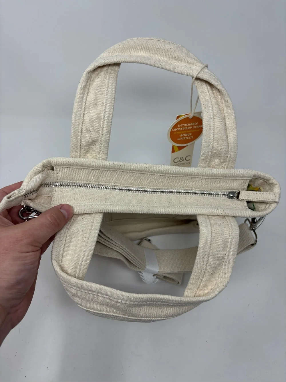 C&C California Capri Lemon Canvas Crossbody mini tote bag NWT - Picture 9 of 12